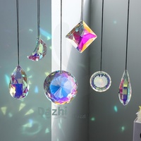 Pendentif décoratif en verre AB-color, maille de cristal, feuille d'érable, perle longane en forme de poire, attrape-soleil, rideau de perles, ornement de lampe