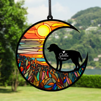Vente chaude personnalisé acrylique affiche bricolage chien chat pendentif lune fenêtre mémorial cadeau décorations de noël papier carton impression