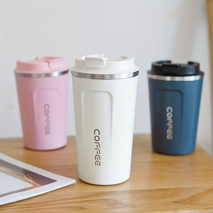 Mug de voyage isotherme en acier inoxydable 380 ml (13 oz) avec logo personnalisé, anti-fuite, réutilisable, couvercle rabattable, maintien thermique 6-12 heures - Product Image 1