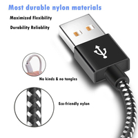 Cable de carga rápida USB A 2,0, cable de datos Micro USB, cargador rápido, nailon tejido, accesorios móviles