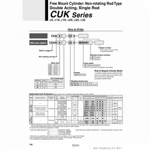 Cilindro de montaje libre SMC Pneumatics, piezas neumáticas - Product Image 1