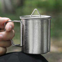 Tasse en titane pour l'extérieur, bouteille d'eau portable pour le camping, tasse à thé, mug à café, design à paroi simple pour l'exercice