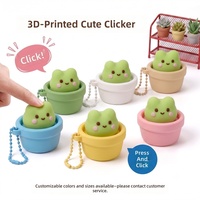 Porte-clés anti-stress à bouton-poussoir, jouet mécanique en forme d'animal en pot, en PLA, design artistique moderne imprimé en 3D, mini lapin, grenouille, chat