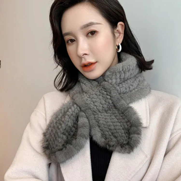 New Design Women's Mink Fur Scarf Winter Warm Neckerchief Fashion High Quality Scarves S7705