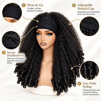 Perruque bandeau afro bouclée en gros pour femmes noires, sans colle, en fibre synthétique résistante à la chaleur, fabriquée à la machine, bonnet ajustable