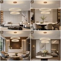 Lustre suspendu moderne à double anneau LED en cristal écrasé et acrylique, hauteur réglable, 201W, pour salon et salle à manger
