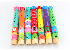 Couleurs motif en bois dessin animé flûte enfants enregistreur <span class=keywords><strong>6</strong></span> <span class=keywords><strong>trous</strong></span> piccolo jouer musique jouets flûte - Product Image 3