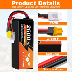 แบตเตอรี่ลิเธียมไอออน RC 35C 2500mAh 14.8V น้ำหนักเบาราคาดีสำหรับโดรน FPV และ Heli - Product Image 4
