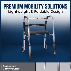 Hongmujian Aluminum Alloy <b>Walker</b> Adjustable Height With Non Slip Rubber Feet <b>For</b> Elderly And <b>Disabled</b> Rehabilitation Support - Product Image 3