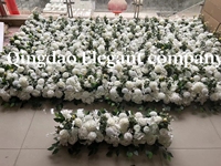 EG-VJ018 personnalisé décorations d'événement de mariage luxe soie artificielle ivoire vert centres de table coureur fleur