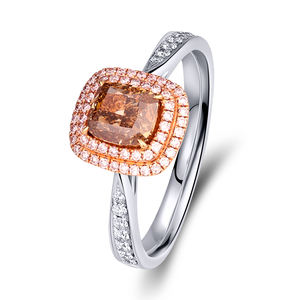 Anillos de Mujer Clásicos de Oro Blanco Sólido de 14K con Corte Esmeralda y Color Marrón Fantasía, Chapados en Platino, para Uso Diario, Compromiso y Boda - Product Image 1