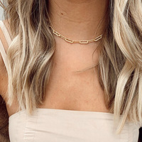 Venta al por mayor de acero inoxidable Clip de papel de enlace collar de cadena 14K chapado en oro Punk cadenas gargantilla Collar para las mujeres
