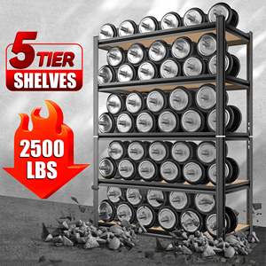 DB 5-Tier Adjustable Height Storage <b>Rack</b> Black <b>Bolt</b> Structure Supermarket Basement or Warehouse Storage Requires Assembly - Product Image 5