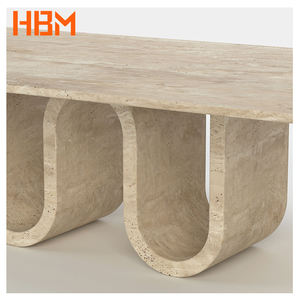 HBM Modern Natural 3 Legs Design Beige Travertin Esstisch Zum Verkauf - Product Image 5