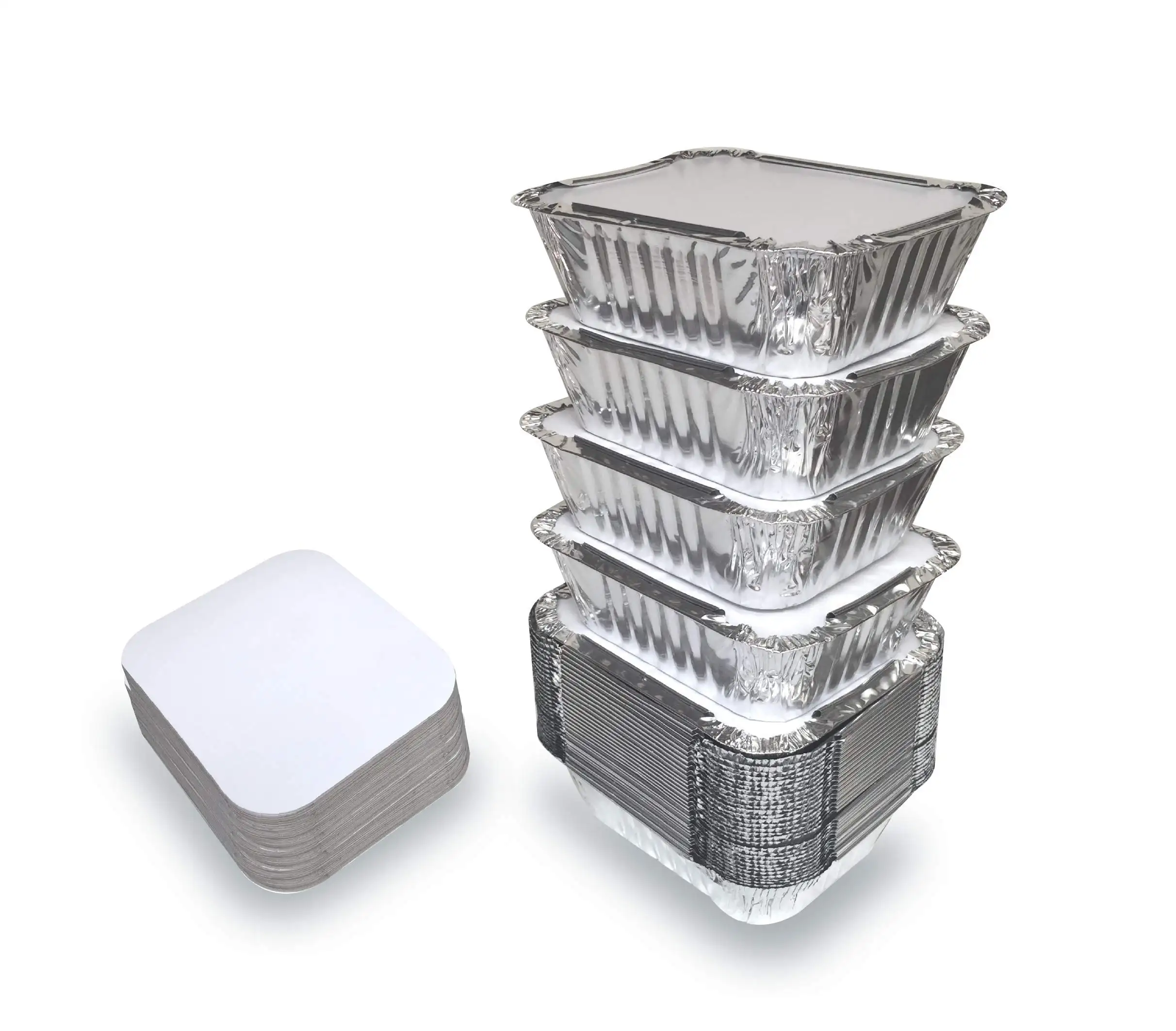 Food Grade Wegwerp Tinfolie Bakvorm/Bakplaten Met Deksels Barbecue Box Afhaalaluminium Folie Serviesgoed Fast Food Container