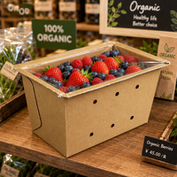Boîte à fruits en papier SBS blanc avec logo personnalisé, boîte à fentes profondes, scellage thermique, emballage pour fraises, bleuets, raisins, vente en gros