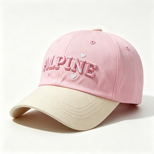 Gorra de Béisbol de Seis Paneles Bicolor para Mujer, Bordado 3D ALPINE, Gorra Tipo Dad Hat con Letras y Corazón, Algodón Suave, Ajustable, para Exteriores - Product Image 2