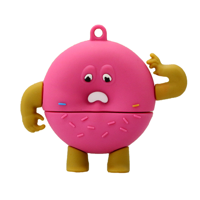 Factory Cheap PVC Food Customized Logo Pen Drive Doughnut Fancy 512mb 1gb 16gb 32gb 64gb Free Upload Data USB Flash Drive 2.0