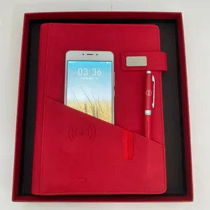 Planlamacılar ve notebooklar özel hediye seti dizüstü güç banka dizüstü kalem seti ile kablosuz şarj