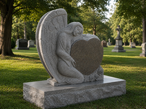Escultura angular de granito rosa, monumento funerario de granito con base, Union Stone - Product Image 5