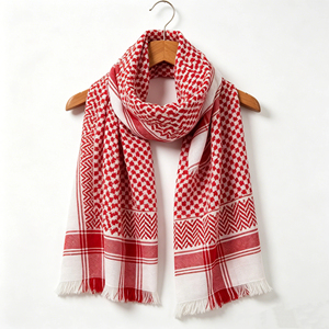 Keffiyeh Headwrap Traditional Arabic <b>Square</b> Scarf Vibrant Color Red White Checkered Shemagh for Daily Wear - Product Image 6