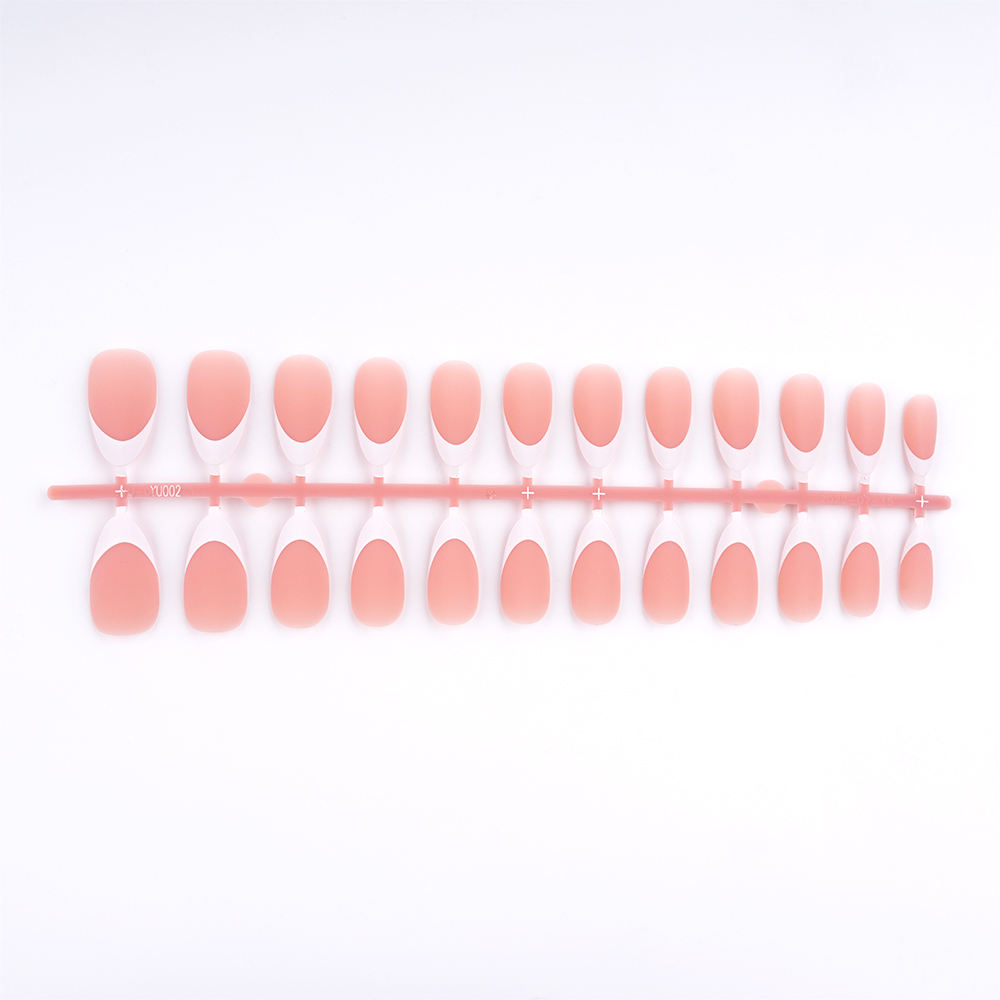 150 Pcs Pre-applied Tip Primer & Base Coat Cute French Tip Nails Brown Extra Short Square French Tip Press on Nails 15Sizes