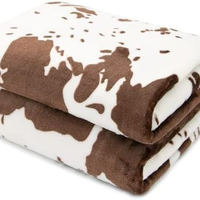 Couverture Polaire Super Chaude en Fausse Fourrure Motif Vache, Personnalisable, Haute Qualité, Douce, Mignonne et Portable, Toutes Saisons, Vente en Gros