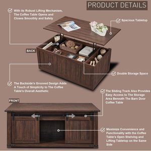 Mesa de centro con almacenamiento oculto, un producto líder en ventas de comercio electrónico transfronterizo con espacio de almacenamiento ajustable, también un éxito de ventas en - Product Image 3