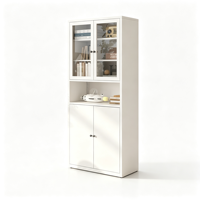 Meuble de rangement en métal blanc avec portes en verre et portes pleines, étagère ouverte, bibliothèque autoportante, unité de classement pour bureau à domicile