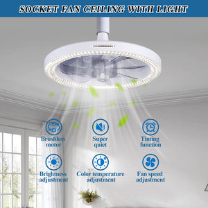 Cooling Silence E27 Light Bulb Moving Head Smart Home 360 Rotating Emitting <b>Remote</b> <b>Control</b> Modern LED Ceiling <b>Fan</b> LEC021 Ceiling - Product Image 6