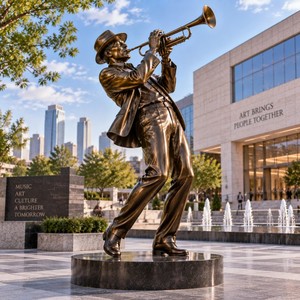 Sculpture de <span class=keywords><strong>trompettiste</strong></span> en bronze poli, statue sur le thème de la musique contemporaine pour les places commerciales et les collections privées - Product Image 2