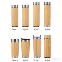 Tumbler 30oz Dengan Gagang, Cangkang Bambu dan Botol Air Vakum Stainless Steel untuk Hadiah, Termos Alami, Flask Ramah Lingkungan