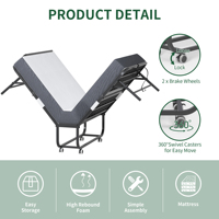 Lit d'appoint pliant 2026 avec matelas en mousse à mémoire de forme, cadre en acier durable double, capacité de charge de 136 kg, lit pliant