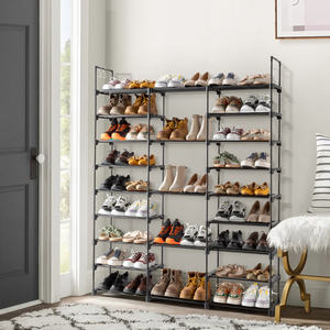Étagère à chaussures empilable à 9 niveaux DB, capacité de 50 à 55 paires, organisateur de rangement en métal au design simple pour entrée, construction en acier au carbone - Product Image 5