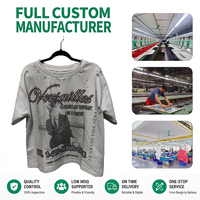 T-shirt en coton épais délavé et vieilli sur mesure Huili OEM pour homme, coupe oversize, imprimé sérigraphié, avec strass et déchirures – Fabricant
