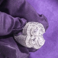 Pass Diamond Tester Hip Hop D Couleur VVS Bling Moissanite Bague Trèfle à Quatre Feuilles Avec Argent Sterling 925 GRA Femmes Hommes
