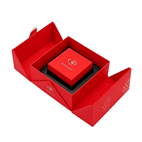 Caja Rígida Magnética de Doble Puerta Roja Personalizada de Lujo, Caja de Regalo Portátil Ecológica de Cartón de Alta Gama para Cosméticos