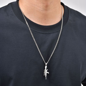 Collier AK-47 en acier inoxydable 316L pour hommes et femmes, pendentif pistolet d'assaut, bijoux hip-hop, chaîne torsadée, cadeau imperméable - Product Image 2