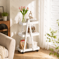 Chariot de rangement en bambou sur mesure à 3 niveaux, pliable en forme de A, avec roulettes, étagère mobile fine pour la maison et la cuisine