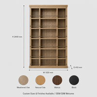 Vitrine ouverte en chêne de style provincial français pour salon avec rails métalliques, meuble de rangement en bois, sur mesure OEM ODM.