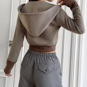 <span class=keywords><strong>Felpa</strong></span> Corta da Donna con Scollo a V 1/2, in Pile, Personalizzabile, <span class=keywords><strong>Grigia</strong></span>, Stile Francese, Produzione OEM - Product Image 5