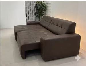 โซฟาหนังสีน้ำตาลทันสมัยปรับเอนด้วยไฟฟ้า โซฟาห้องนั่งเล่นหรูหราแบบมีกระดุม พร้อมที่วางเท้าปรับได้ โซฟา 3 ที่นั่งอเนกประสงค์ - Product Image 4