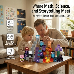 91 pièces de blocs magnétiques Monster, cubes magnétiques 3D, ensemble de briques de construction STEM avec coffre au trésor pour garçons et filles - Product Image 5