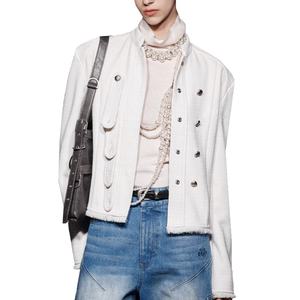 บริการรับผลิตเสื้อแจ็คเก็ตสูทผู้ชายแบบคลาสสิกสีขาวสไตล์ Palazzo พร้อมบุไหล่  รับทำโลโก้ตามสั่งแบบขายส่ง (OEM) - Product Image 2