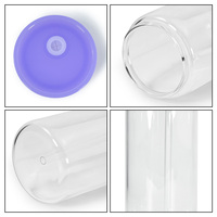 Canette de bière en verre transparent de 16 oz pour sublimation avec couvercle en plastique coloré pour impression par sublimation