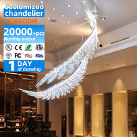 Ailes en verre acrylique de luxe lustre pour intérieur de mariage salon hôtel Villa LED avec hauteur réglable nouveau décor d'éclairage