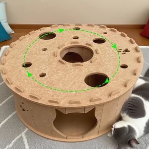 Modern Sustainable Sound-Absorbing Felt Cat Hideaway Collapsible Enclosed Cat Cave & Cozy Indoor Play Tunnel Print Design - Product Image 4