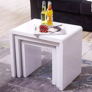 <strong>White</strong> 3 <strong>Tables</strong> High <strong>Gloss</strong> Multi-functional <strong>Nesting</strong> Coffee <strong>Tables</strong> Island Display <strong>Table</strong> Stand for Clothing Store - Product Image 3