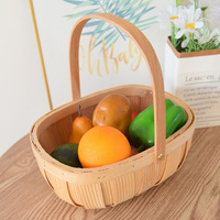 Panier en bois naturel tressé à la main, ovale, multifonctionnel, pour le rangement des œufs de Pâques, des fruits et légumes, pour la maison et la cuisine