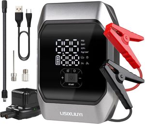 Arrancador de Coches Portátil de 12V y 8000mAh, 300A, para Motocicletas y Camiones, con Compresor de Aire e Iluminación LED - Product Image 1